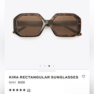 NWT Tory Burch brown tortoise Kira Rectangular Sunglasses TY7160U